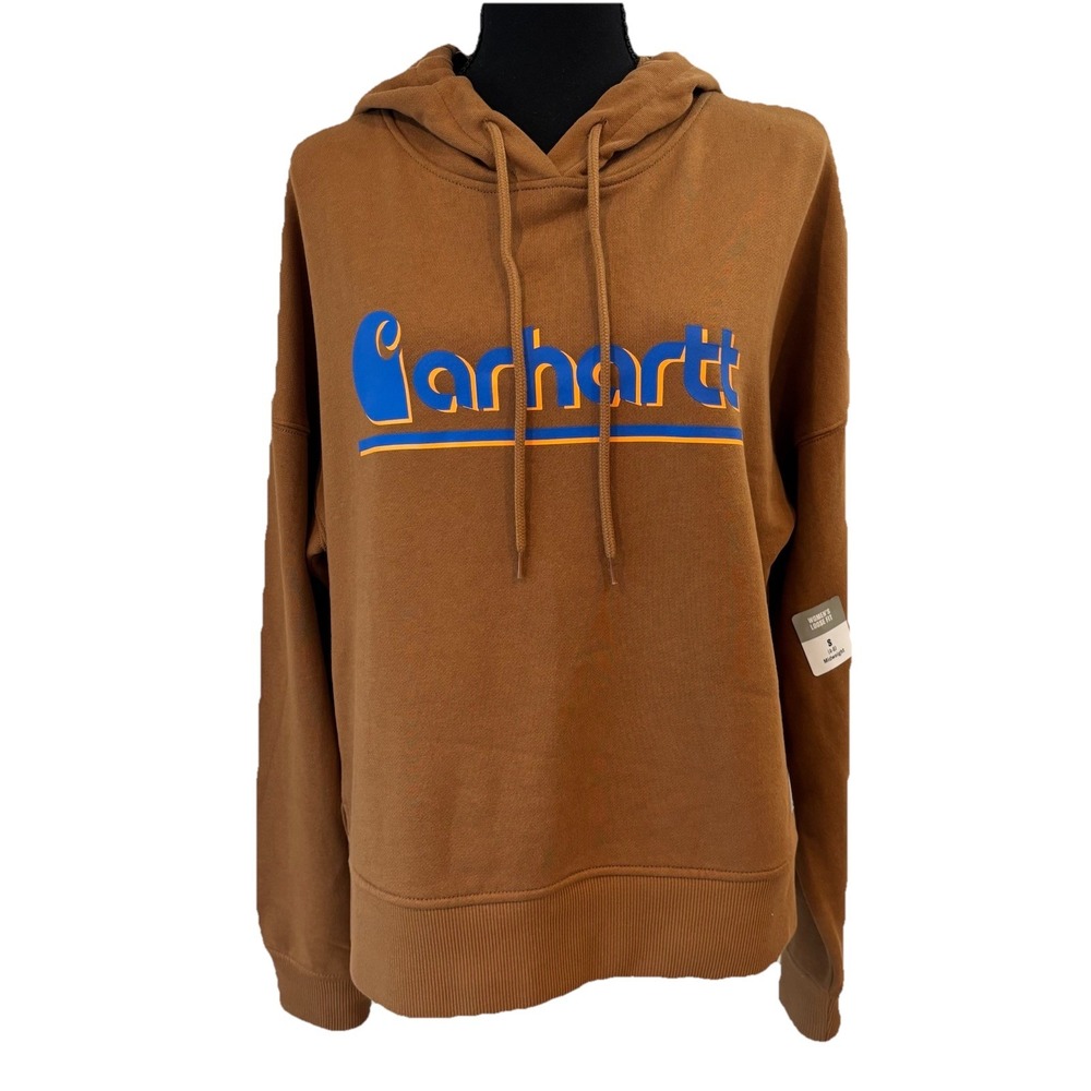 New Carhartt Size Small Brown Hoodie TENCEL™ Series Loose Fit Graphic Sweatshirt